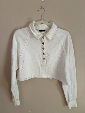 Lovely Paper Moon ivory crop hoodie top